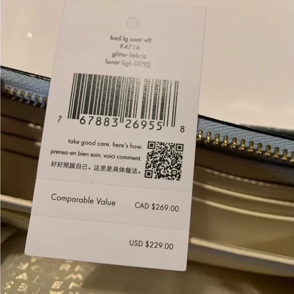 NEW KATE SPADE Zip Around Leather Wallet w/Glitter Box Perfect for Spring!! - Picture 3 of 15